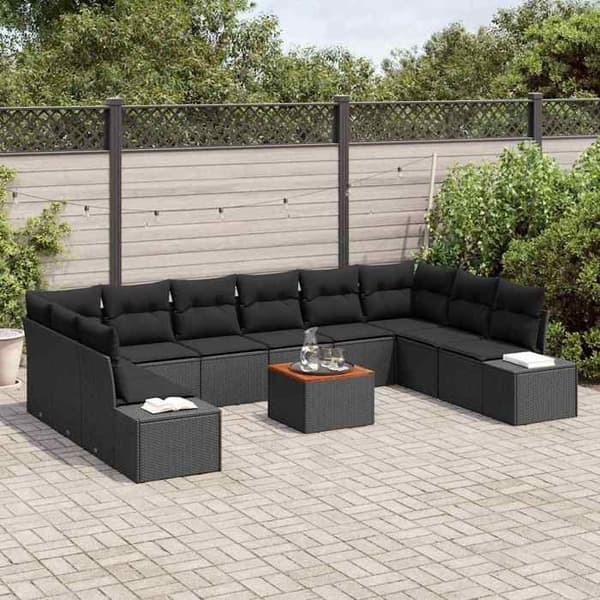 Maison Exclusive - 11 pc havegruppesæt i sort polyrotin