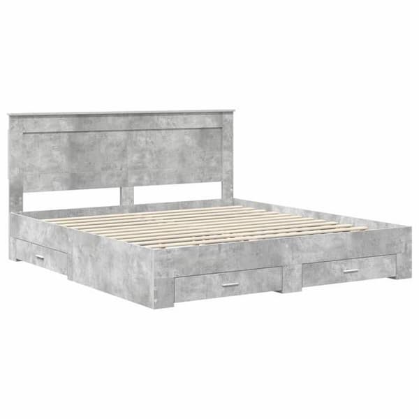 Maison Exclusive - Sängram Grå betong 200 x 200 cm Ingenjörsträ