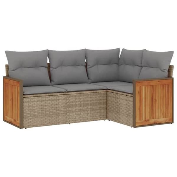 Maison Exclusive - Trädgårdsmöbler med kuddar 4 delar beige flätad resin