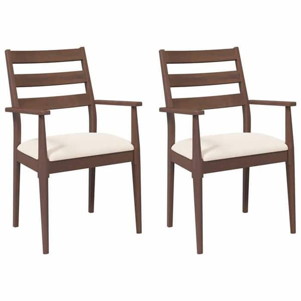 Matsalsstolar - EXKLUSIVT HEM - Set om 2 - Massivt gummiträ - Kuddar ingår - Ergonomiska brun
