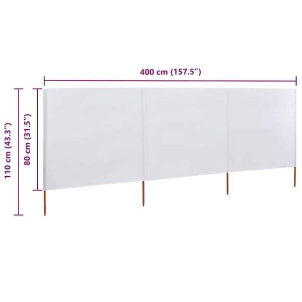 Maison Exclusive - 3-panelers skärm Tyg 400 x 80 cm Vit sand