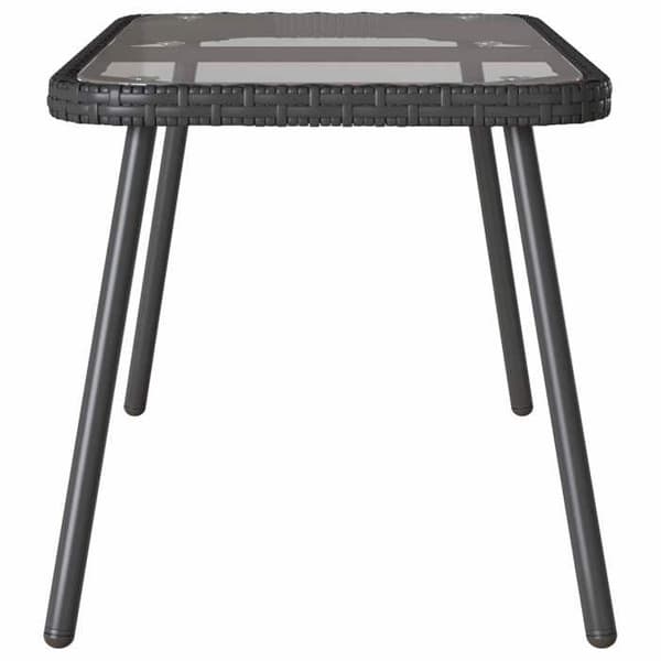 Bord - EKSKLUSIV HUS - 90 x 45 x 43 cm - Poly rattan - Glasplade - Sort