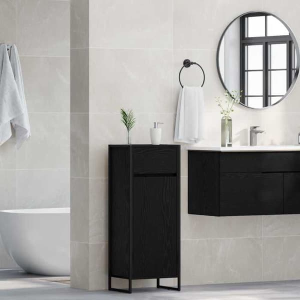 Maison Exclusive - Badeværelsesskab Sort eg 40 x 30 x 100 cm