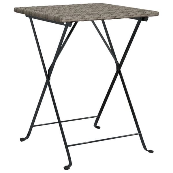 Fällbart bistroset - Exklusivt Hem - Grå flätad resin - Pulverlackerad stålram - 2 platser grå