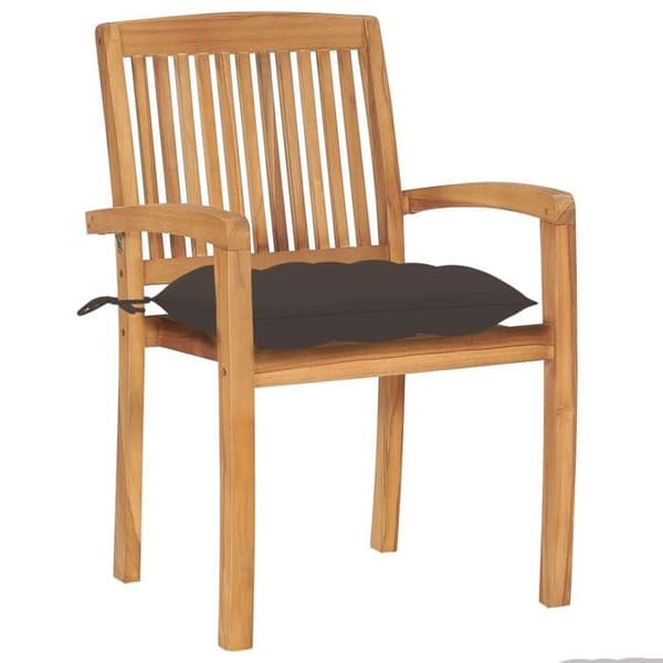 Maison Exclusive - Stabelbare havestole med puder sæt af 8 Solid teak Taupe (kuddar)