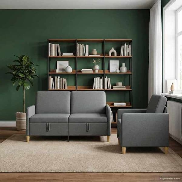 Maison Exclusive - Soffa med förvaring 2 st Grå mörk Polyester