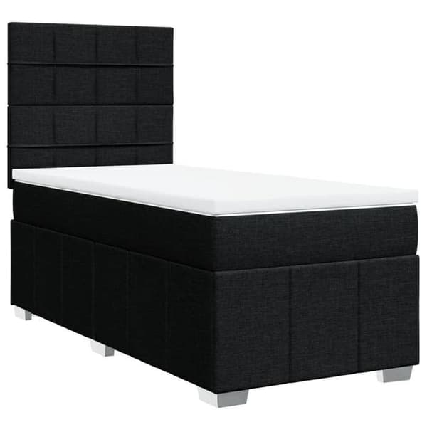 Maison Exclusive - Seng med lamelbund og madras Sort 90x200 cm Stof