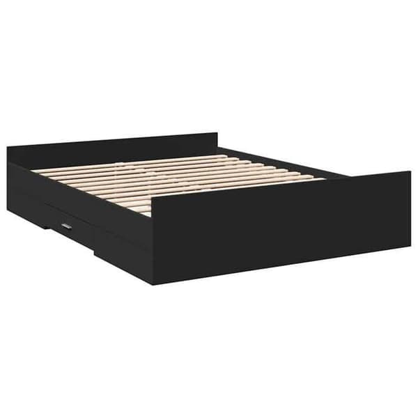 Maison Exclusive - Sengestel med skuffer uden madras sort 150x200 cm