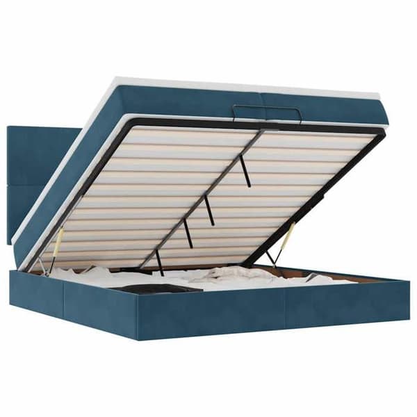 Maison Exclusive - Ottoman sängram med mörkblå madrass 200x200 cm sammet