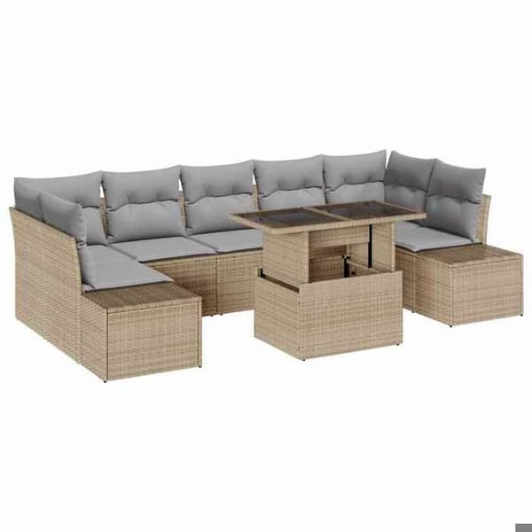 Maison Exclusive - 8 osan puutarhakalustesarja Beige ja Vaaleanharmaa