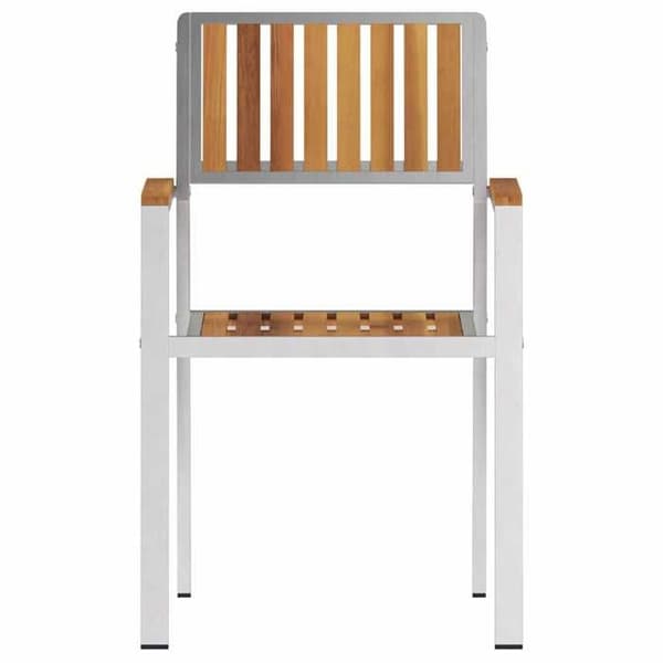 Maison Exclusive - Havestol 8 stk Massivt teaktræ og rustfrit stål