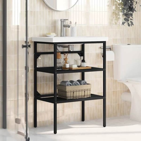 Maison Exclusive - Badeværelsesvaskeramme Sort 59x38x83 cm Jern
