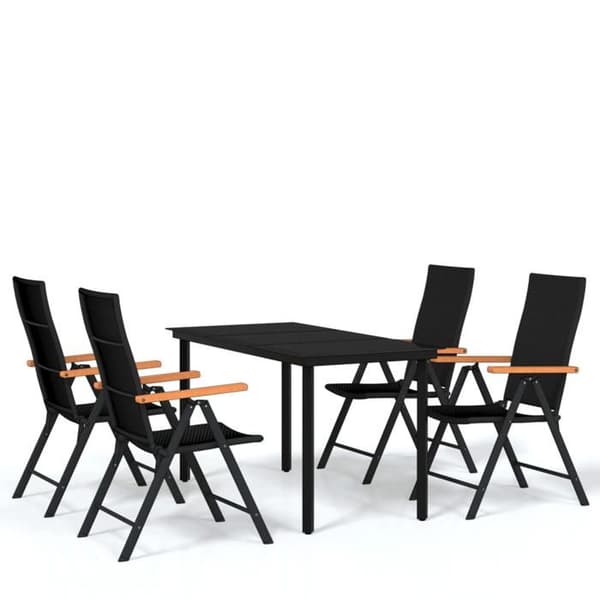 Maison Exclusive - 5 osan musta puutarhakalustesarja Svart