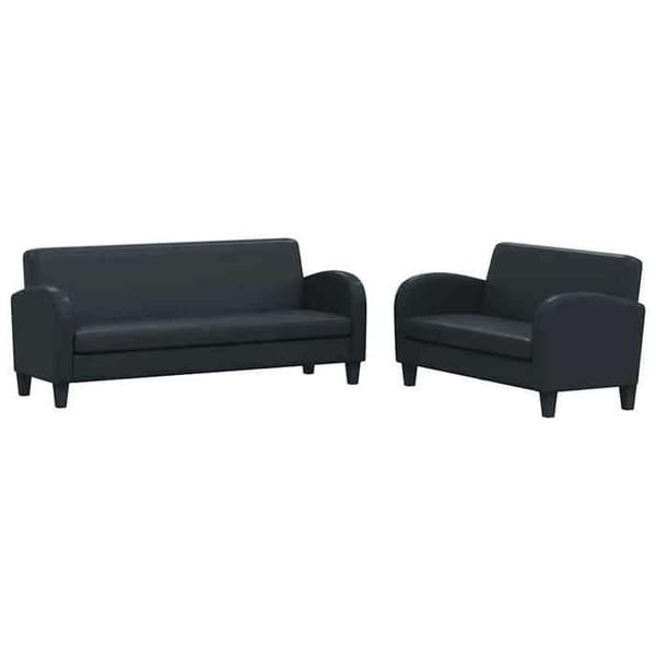 Maison Exclusive - Sæt af 2 sofaer i sort kunstlæder Svart