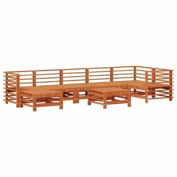 Maison Exclusive - Uteplatsmöbelset 8 delar Brun Lackad Massiv Furu