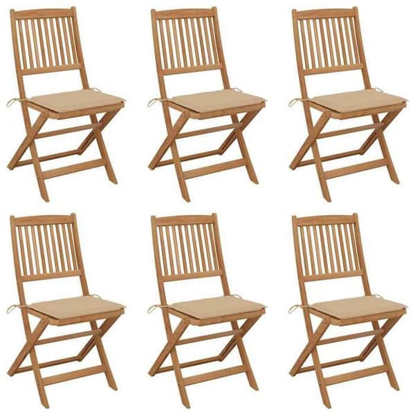 Maison Exclusive - Fällbara trädgårdsstolar set om 6 med kuddar Akaciaträ