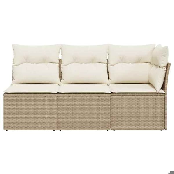 Maison Exclusive - Trädgårdsoffa med kuddar 3 platser beige flätad resin beige