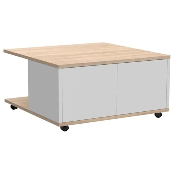 Sofabord - MKS - Mobilt - Eg og blank hvid - 70x70x36 cm Flerfärgad