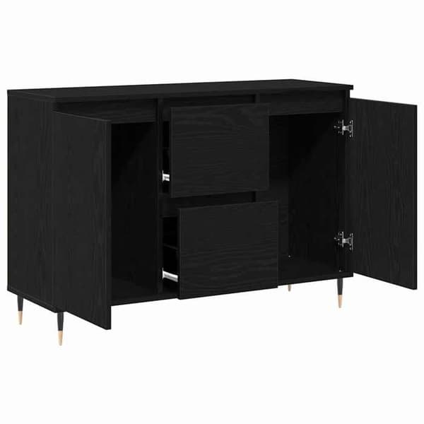Maison Exclusive - Buffet Sort egetræ 101,5 x 35 x 70 cm Ingeniørtræ