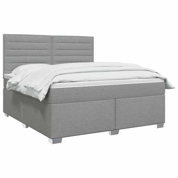 Maison Exclusive - Boxspring seng med madras Lys grå 140 x 190 cm Stof