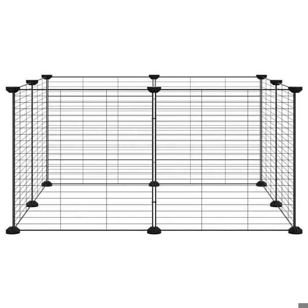 Maison Exclusive - Kæledyrbur med 8 paneler, sort, 70 x 70 x 35 cm, i stål