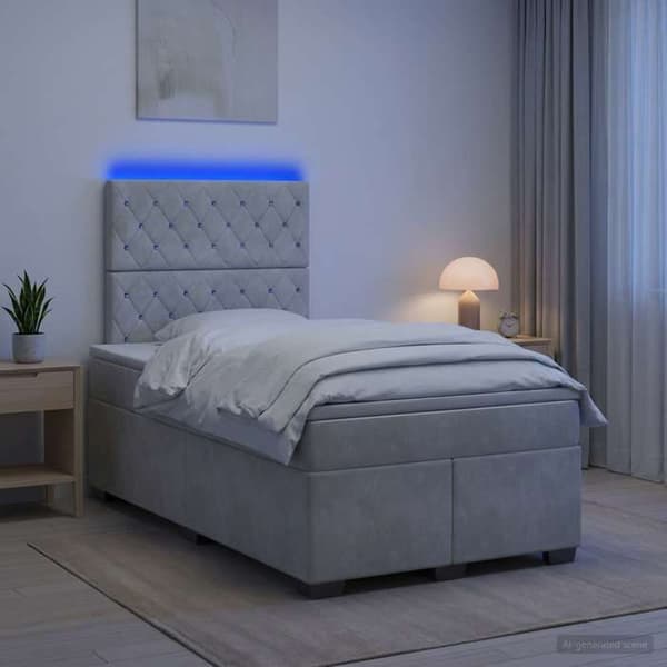 Maison Exclusive - Boxspring seng med madras Lys grå 120 x 190 cm Velour Ljusgrått
