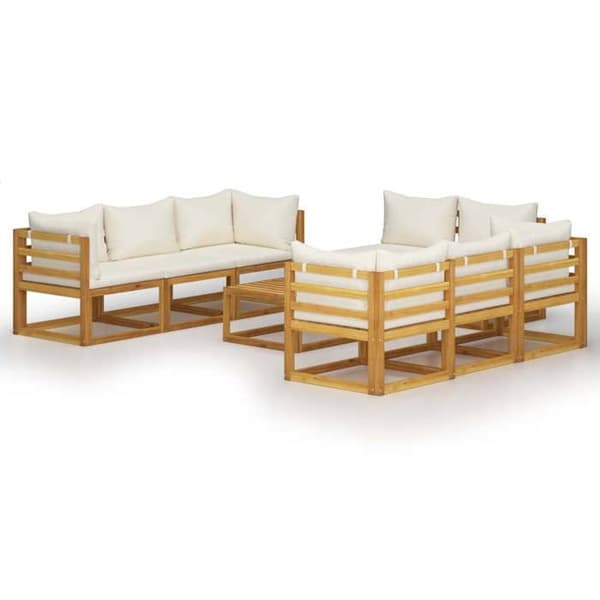 Maison Exclusive - Trädgårdsmöbler 9 delar med kuddar Creme Solid akaciaträ