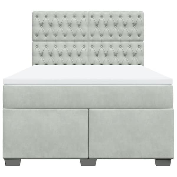 Maison Exclusive - Seng solid bund med socker og madras Grå 160x200cm Velour