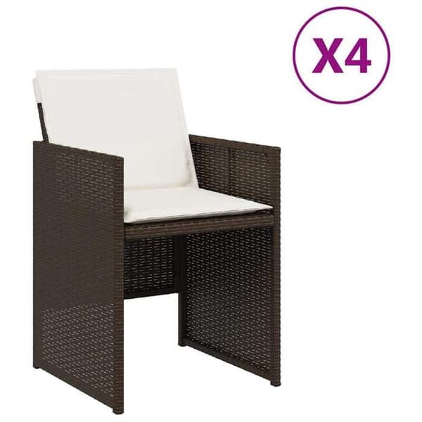 Maison Exclusive - Trädgårdsstolar med kuddar, set om 4, brun flätad resin brun