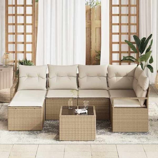Maison Exclusive - Sæt af 7 pc Sofaer Beige og creme polyrotin