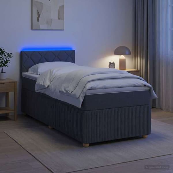 Sengestel med madras - EKSKLUSIV HUS - Boxspring seng - 100x200 cm - Mørkegrå - Justerbar hovedgærde Mörkgrå