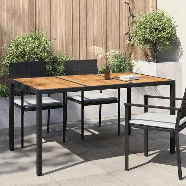 Maison Exclusive - Musta Puutarhapöytä 150 x 90 x 75 cm polyrotin