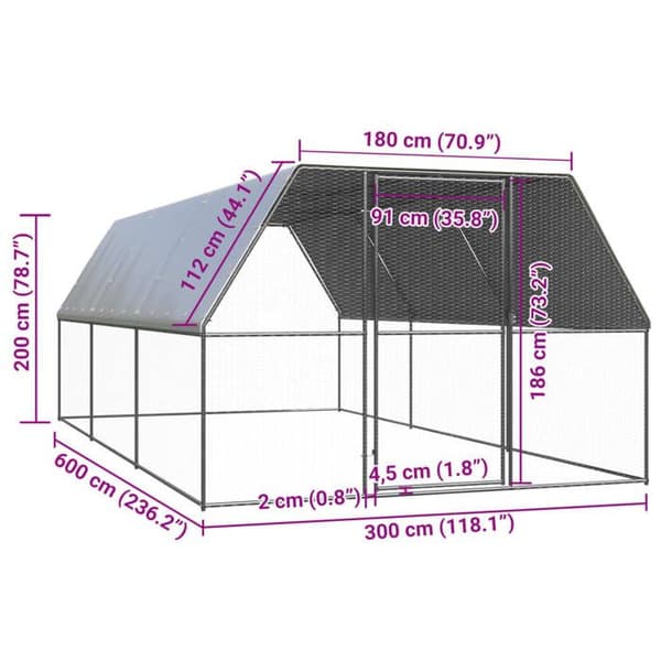 Maison Exclusive - Utomhus hönshus 3x6x2 m Galvaniserat stål