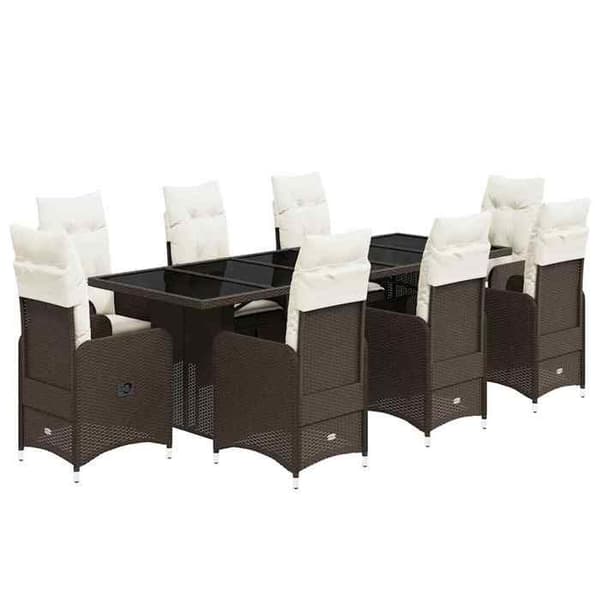 Havemøbler - MAISON EXCLUSIVE - Bistro sæt 9 dele - Brun - Poly rattan - Tykkepuder kastanj