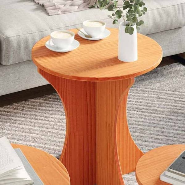 Maison Exclusive - Soffbord 3 st Brun vax 46 x 46 x 47 cm Brun lack