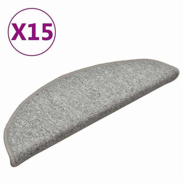 Maison Exclusive - Trappe tæppe 15 stykker 56 x 17 x 3 cm Lys grå Halvcirkel