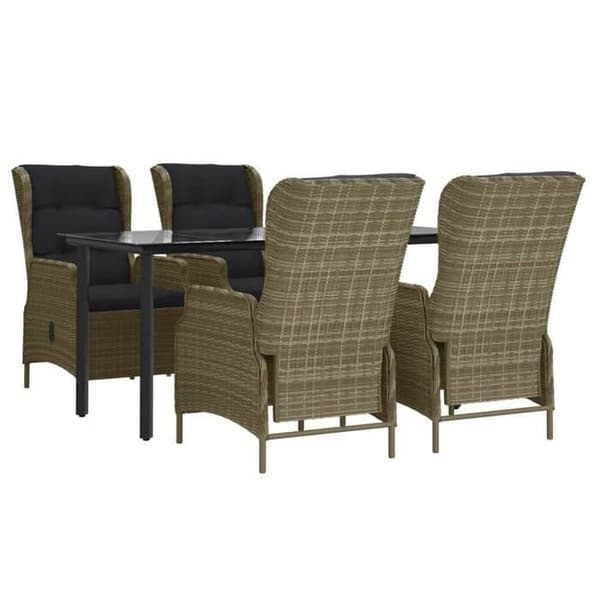 Maison Exclusive - Trädgårdsset 5 delar Brun Flätad Resin