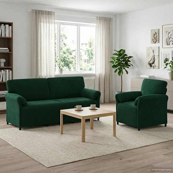 Maison Exclusive - 2 kpl sohvakokonaisuus tummanvihreä sametti