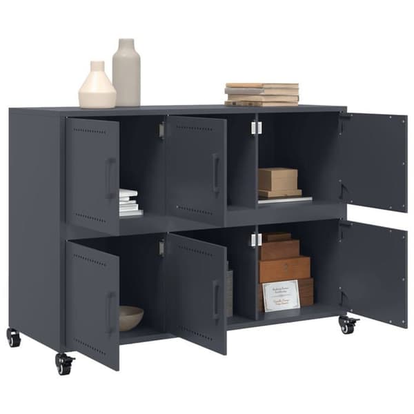 Buffet - EKSKLUSIVT HUS - Anthracite buffet - Holdbart stål - 4 hjul - 100,5 x 39 x 72 cm antracit