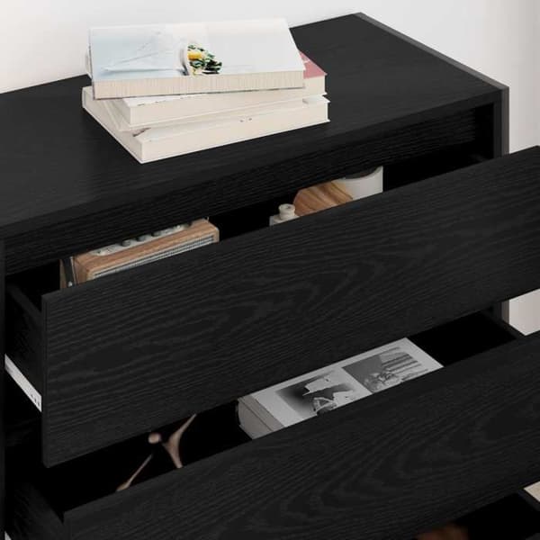 Maison Exclusive - Buffet Sort egetræ 79 x 36 x 75.5 cm Ingeniørtræ