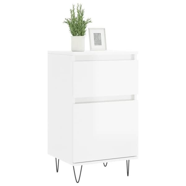 Maison Exclusive - Buffeter 2 stk hvid glans 40x35x70 cm ingeniørtræ