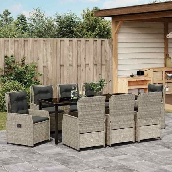 Maison Exclusive - 9 osan ruokailuryhmä puutarhaan, vaaleanharmaa Ljusgrått