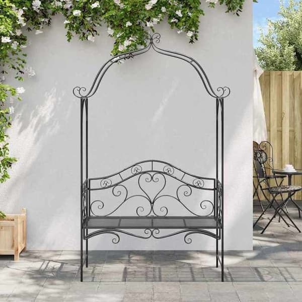 Havemøbel - EKSKLUSIV HUS - 121x48x200 cm - Stål - Sort - 2 pladser Svart