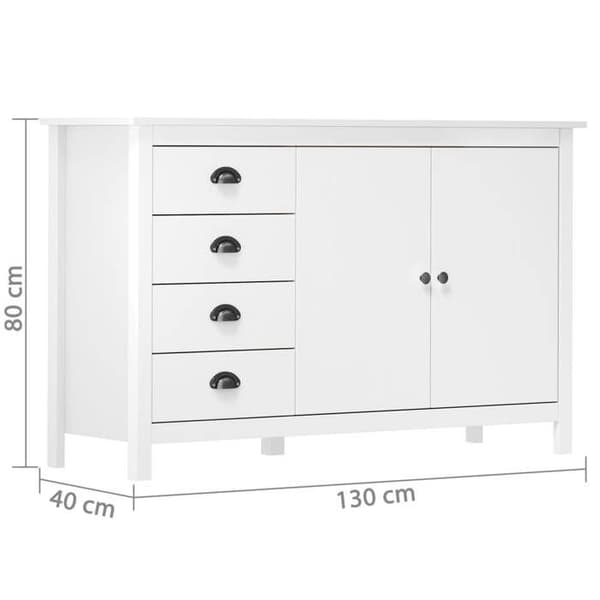 Buffet - Hill - Blanc - 130x40x80 cm - Massiivipine Vit