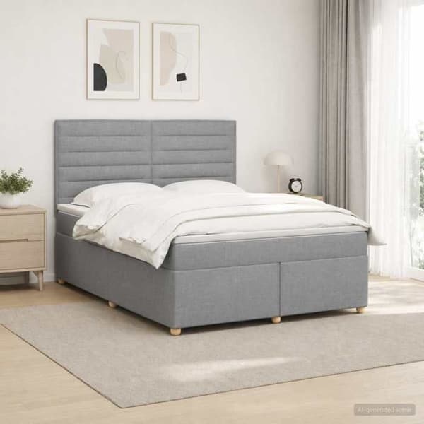 Maison Exclusive - Boxspring seng med madras Lys grå 140 x 190 cm Stof Ljusgrått