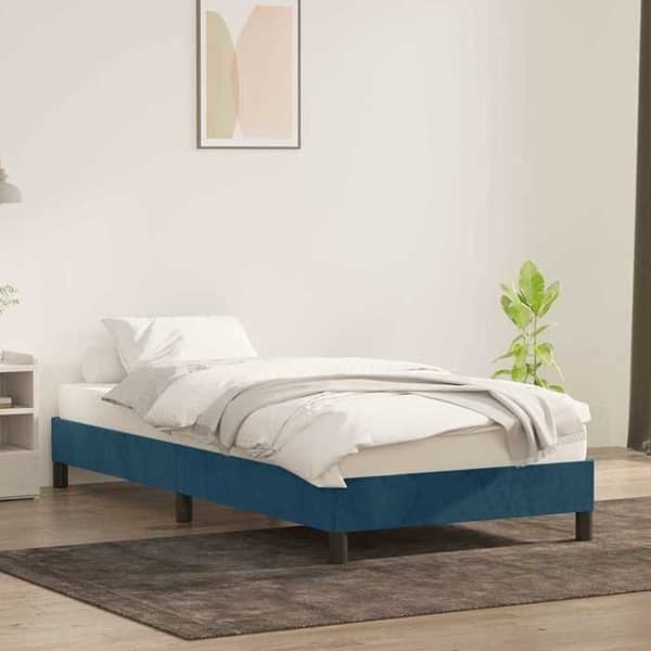 Maison Exclusive - Sängram utan madrass mörkblå 90x210 cm sammet