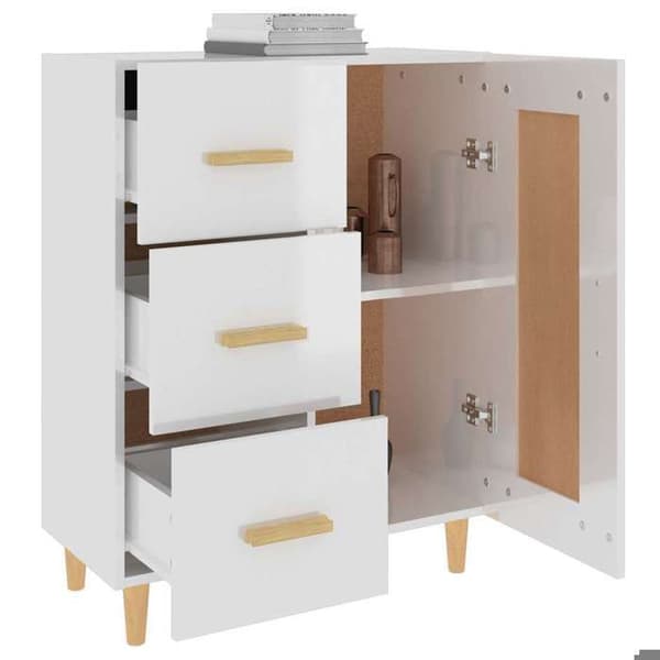 Maison Exclusive - Buffé Vit glänsande 69,5x34x90 cm Ingenjörsträ