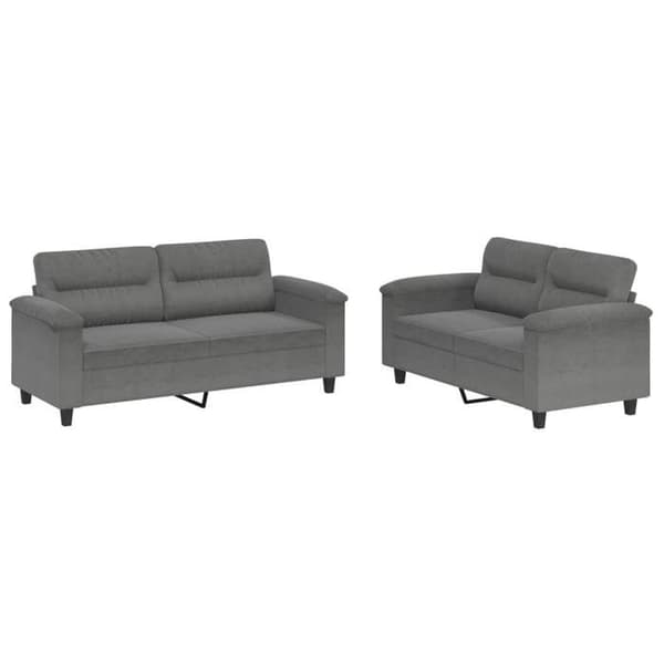Maison Exclusive - Set med soffor 2 st mörkgrå kuddar mikrofiber