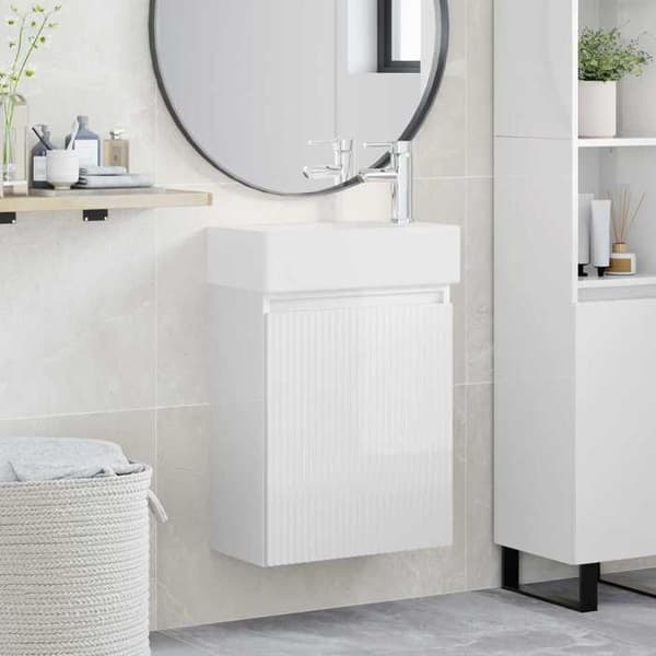 Maison Exclusive - Badrumsmöbel med kran i blankt vitt