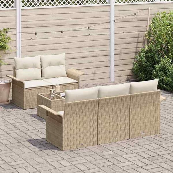 Maison Exclusive - 6-delars soffgrupp i beige polyrotting